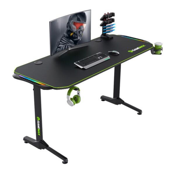 ESCRITORIO GAMER GAMEMAX CARBON D140 RGB SOPORTA HASTA 100KG