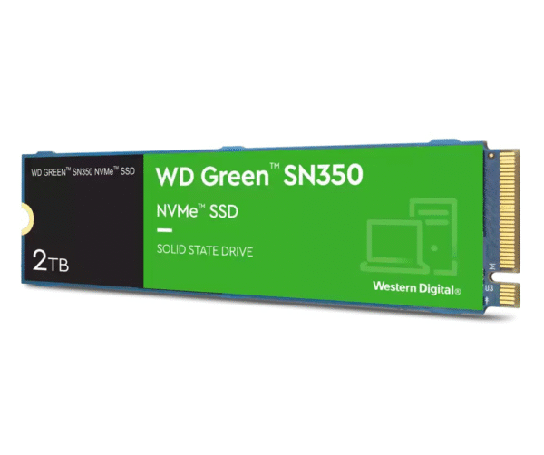 Unidad SSD Western Digital Green SN350, 2TB, M.2 2280, NVMe PCIe 3.0, Lec. 3200MB/s Esc. 3000MB/s